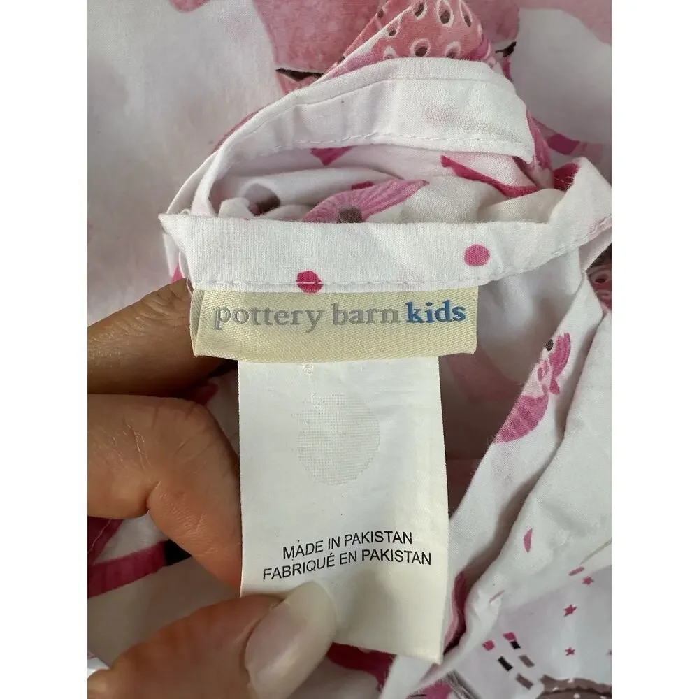 Pottery Barn Lucy Ballerina Carousel Horses TWIN FLAT Sheet Pink 100% Cotton